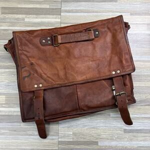 Komal's Passion Leather Messenger Bag Buckle Closure Vintage Brown - JL403